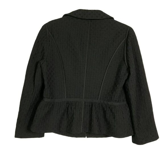 LOFT Women's Black Wool Blend Ruffle Front Jacket/Blazer, Size 10, Lined - Picture 6 of 11